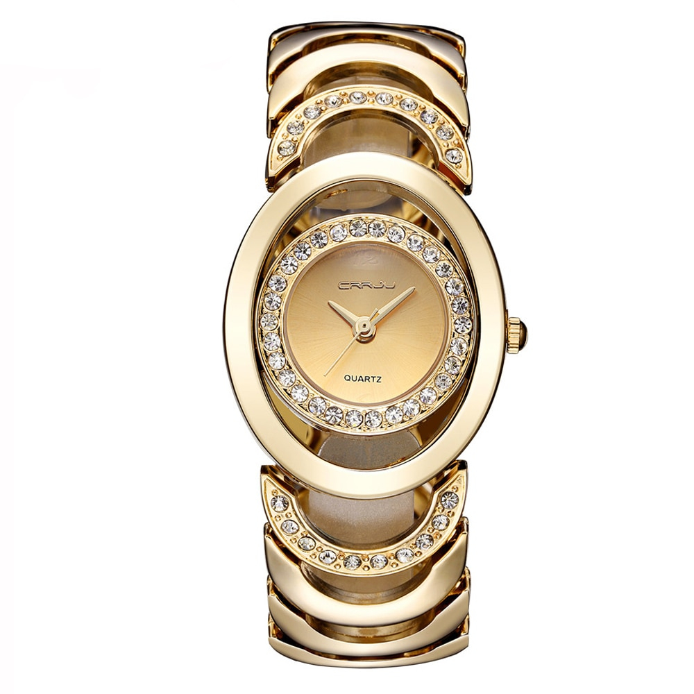 Prestigious Ladies Rhinestone Stainless Steel Bracelet Quartz Watches