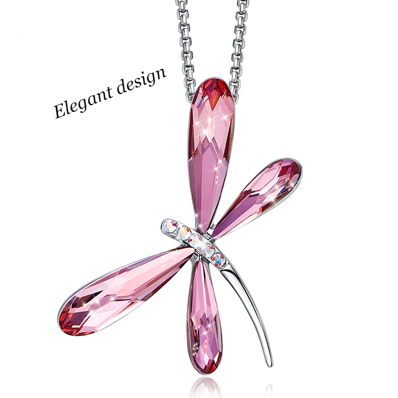 CDE Women Necklace Pendant Dragonfly Lnsect Embellished With Crystals from Swarovski Chain Crystal Luxury Necklace Jewelry Gift