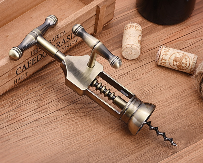 Vintage Zinc Alloy Wine Opener Bottle Corkscrew Metal Opener Leverage Design Corkscrew for Wine Kitchen Bar Tools Cork Remover