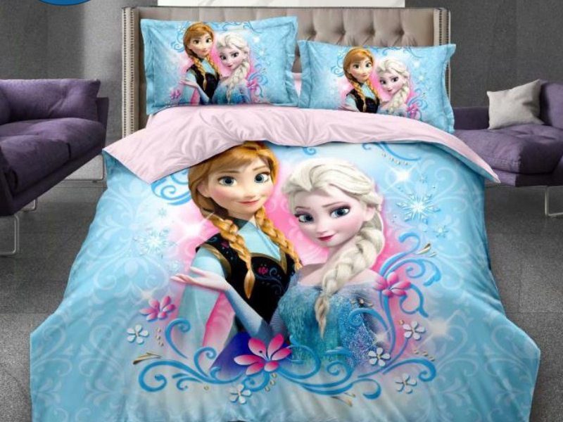3D Printed Bedding Set Frozen Elsa Anna Rapunzel Princess Girls Boys Single Bedlinen Duvet Cover Pillowcases for 0.9m-1.2m Bed